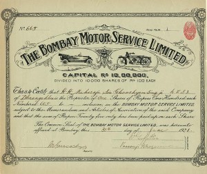 Bombay Motor Service Limited - Stock Certificate